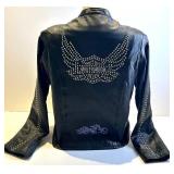 Harley-Davidson Leather Studded Jacket with Winged Back Patch & Zipper Pockets