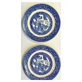 Assorted Blue Transferware including Homer Laughlin and Petrus Regout