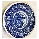 Assorted Blue Transferware including Homer Laughlin and Petrus Regout