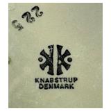 Knabstrup Denmark Smør Butter Crock w/ Wood Lid, Rooster Jar, Pink Oval Plate & 2 Glasses