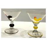 Knabstrup Denmark Smør Butter Crock w/ Wood Lid, Rooster Jar, Pink Oval Plate & 2 Glasses