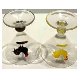 Knabstrup Denmark Smør Butter Crock w/ Wood Lid, Rooster Jar, Pink Oval Plate & 2 Glasses