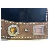 Double D Ranch Black Leather Jacket with Studded Trim & Decorative Belt