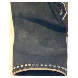 Double D Ranch Black Leather Jacket with Studded Trim & Decorative Belt