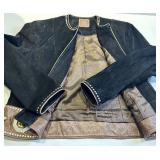 Double D Ranch Black Leather Jacket with Studded Trim & Decorative Belt