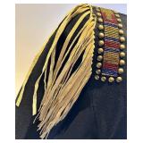 Double D Ranch Wear Wool Jacket - Fringe Epaulettes & Beaded Straps, Gold Trim