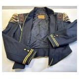 Double D Ranch Wear Wool Jacket - Fringe Epaulettes & Beaded Straps, Gold Trim