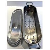 Stainless Steel Rectangular Fish Poaching Pan with Lid & Perforated Insert