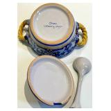 Deruta Italy Covered Sugar Bowl With Ladle