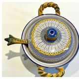 Deruta Italy Covered Sugar Bowl With Ladle