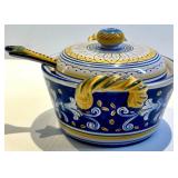 Deruta Italy Covered Sugar Bowl With Ladle