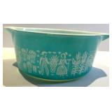 Pyrex Turquoise Glass Mixing Bowl - Amish Butterprint