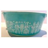 Pyrex Turquoise Glass Mixing Bowl - Amish Butterprint