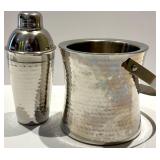 Mariposa Hammered Metal Barware Set - Shaker, Ice Bucket & Beaded Tray