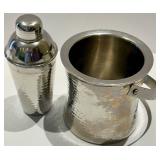 Mariposa Hammered Metal Barware Set - Shaker, Ice Bucket & Beaded Tray
