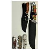 Assorted Knives including Frost Cutlery Rainbow-Handle Pocket Knife w/ Sheath - Stainless Steel