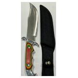 Assorted Knives including Frost Cutlery Rainbow-Handle Pocket Knife w/ Sheath - Stainless Steel