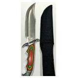 Assorted Knives including Frost Cutlery Rainbow-Handle Pocket Knife w/ Sheath - Stainless Steel