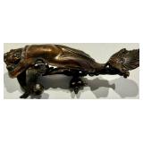 Antique Cast Mermaid Bronze Wall Bracket with Floral Scrollwork