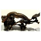 Antique Cast Mermaid Bronze Wall Bracket with Floral Scrollwork