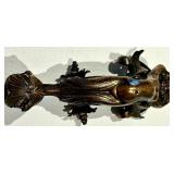 Antique Cast Mermaid Bronze Wall Bracket with Floral Scrollwork