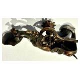 Antique Cast Mermaid Bronze Wall Bracket with Floral Scrollwork