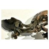 Antique Cast Mermaid Bronze Wall Bracket with Floral Scrollwork
