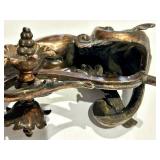 Antique Cast Mermaid Bronze Wall Bracket with Floral Scrollwork