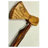 Hatchet - 17-Inch Hand-Carved Wooden Head & Rustic Handle