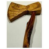 Hatchet - 17-Inch Hand-Carved Wooden Head & Rustic Handle