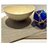 Red Wing Speckled Bowl - Blue Glass Fishing Globe with Placemats