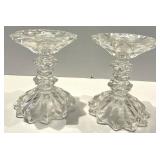 Crystal Glass Candlesticks & Compote Bowl