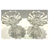 Crystal Glass Candlesticks & Compote Bowl