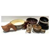 Ceramic Pottery Lot - Parrot Sculpture, Bowls & Jars