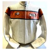 Harley-Davidson Leather Jacket - Genuine Leather, White with Orange Panel - Indonesia