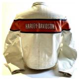 Harley-Davidson Leather Jacket - Genuine Leather, White with Orange Panel - Indonesia