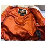 Harley-Davidson Leather Jacket - Genuine Leather, White with Orange Panel - Indonesia