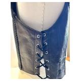 Fox Creek Leather Vest XL - Dark Brown Leather with Lace-Up Sides