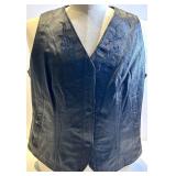 Harley-Davidson An American Legend Leather Vest LW - Genuine Leather, Blue Flame Embroidery