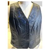 Harley-Davidson An American Legend Leather Vest LW - Genuine Leather, Blue Flame Embroidery