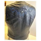 Harley-Davidson An American Legend Leather Vest LW - Genuine Leather, Blue Flame Embroidery