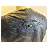 Harley-Davidson An American Legend Leather Vest LW - Genuine Leather, Blue Flame Embroidery