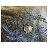 Harley-Davidson An American Legend Leather Vest LW - Genuine Leather, Blue Flame Embroidery