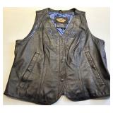 Harley-Davidson An American Legend Leather Vest LW - Genuine Leather, Blue Flame Embroidery