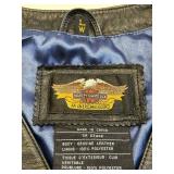 Harley-Davidson An American Legend Leather Vest LW - Genuine Leather, Blue Flame Embroidery