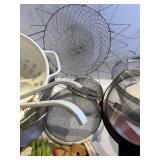 Assorted Kitchen Utensils & Strainers - Colanders, Spatulas, Spoons & Tongs