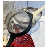 Assorted Kitchen Utensils & Strainers - Colanders, Spatulas, Spoons & Tongs