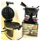 Weston Pasta Machine & Trudeau 10-Piece Enamelled Cast Iron Meat Fondue Set & Waffle Maker