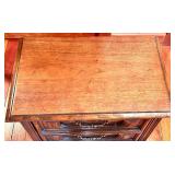 Dark Wood Nightstand - 2 Drawers & Ornate Brass Handles