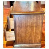 Dark Wood Nightstand - 2 Drawers & Ornate Brass Handles